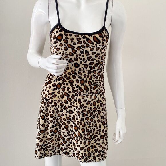 Delias x Dolls Kill Collaboration Leopard Print Velour Mini Tank Dress Y2K Vibes - Picture 2 of 5